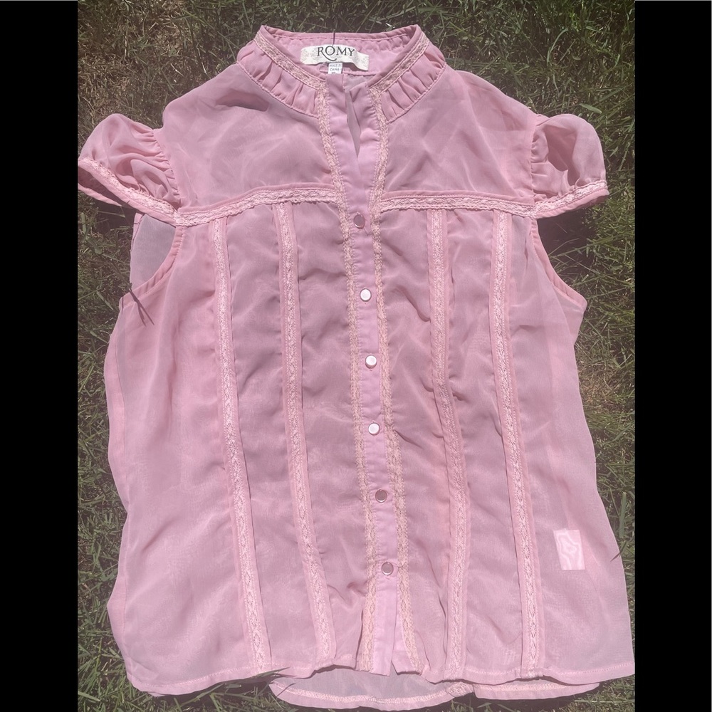 Romy dusty pink  blouse short cap sleeves